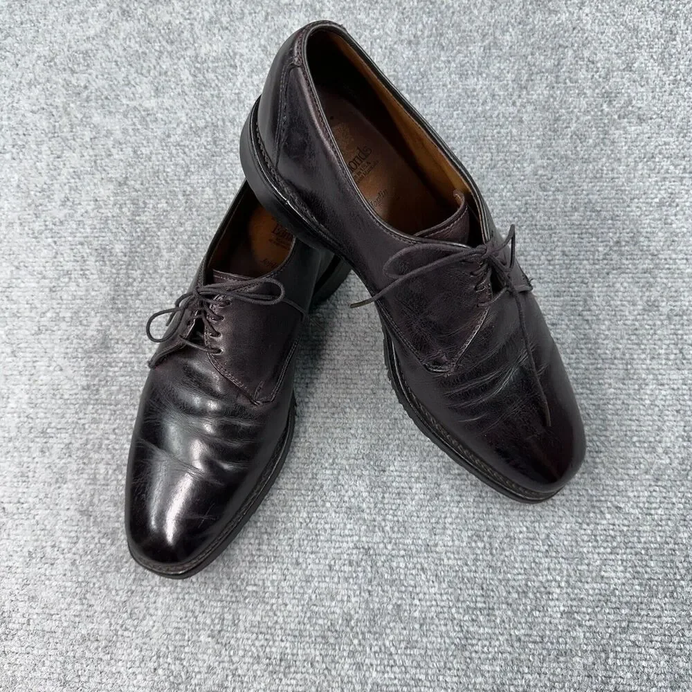 Allen Edmonds Joplin 2942 Mens 8 Dark Brown Leather Lace Up Square Toe Shoes